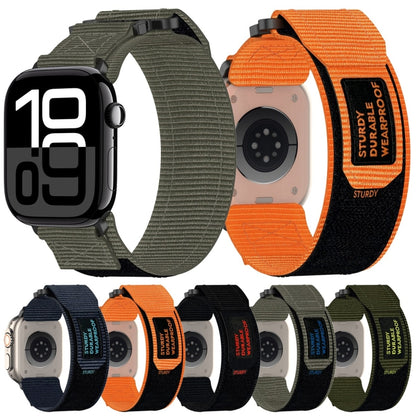 For Apple Watch Series 10 42mm Nylon Hook And Loop Fastener Watch Band(Army Green) by bashfashion