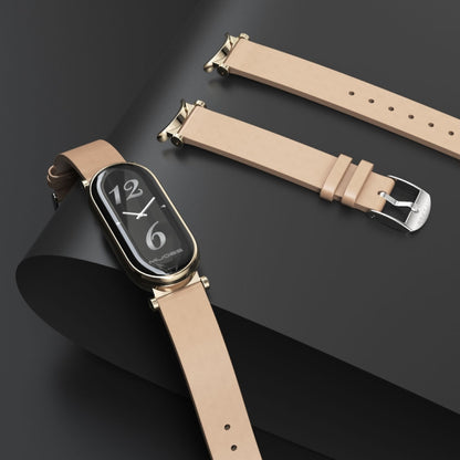For Xiaomi Smart Band 10 / 9 / 8 Mijobs GT4 First Layer Cowhide Watch Band(Apricot Light Gold) by MIJOBS