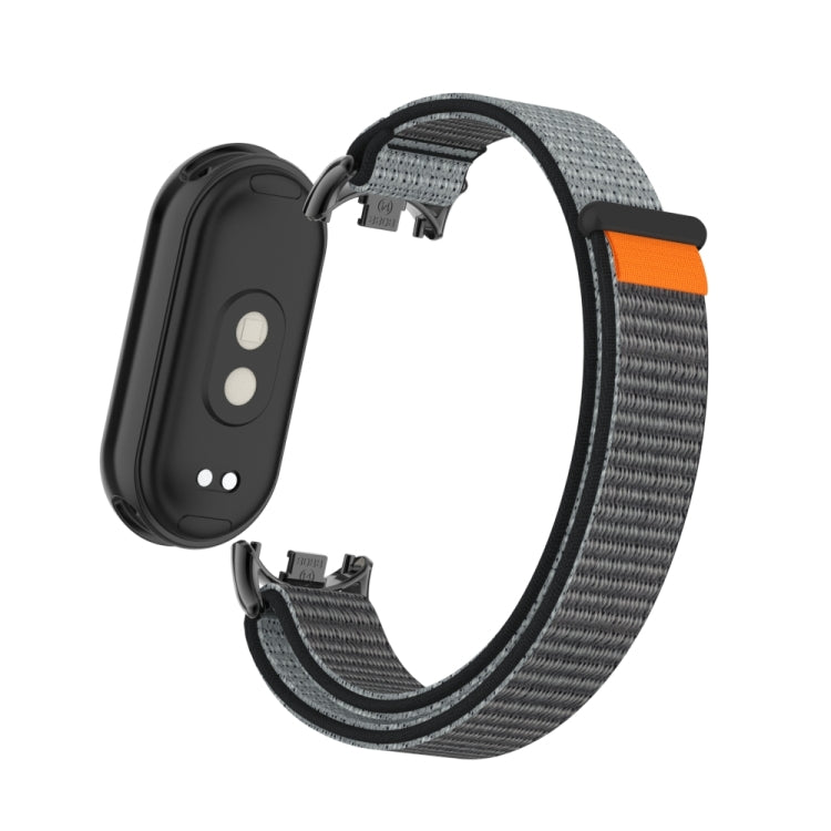 For Xiaomi Smart Band 9 / 8 Metal Connector + Loop Nylon Hook and Loop Fastener Watch Band(Anchor Gray) by bashfashion