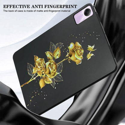 For Redmi Pad Pro / Pad Pro 5G Color Painting Pattern Smart Tablet TPU Case(Golden Rose) by bashfashion
