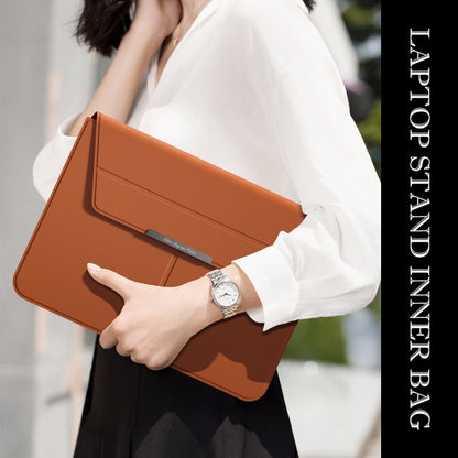 Multifunctional Laptop PU Magnetic Stand Split Liner Bag with Mouse Pad Function, Size:13-14 inch(Grey) by bashfashion