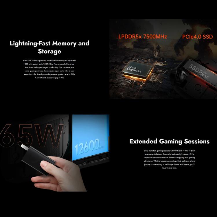 ONE-NETBOOK OneXPlayer F1 Pro 7 inch Handheld Game Console, 32GB+1TB, Windows 11 AMD Ryzen 7 8840U(EU Plug) by ONE-NETBOOK