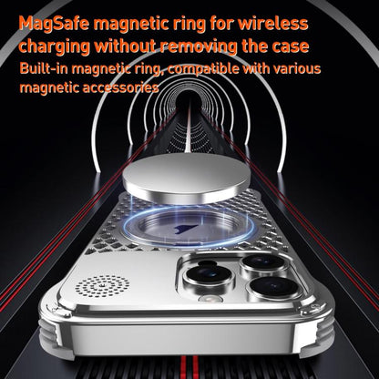 For iPhone 14 R-JUST RJ-64 Aromatherapy Heat Dissipation MagSafe Phone Case with Stand(Black) by R-JUST