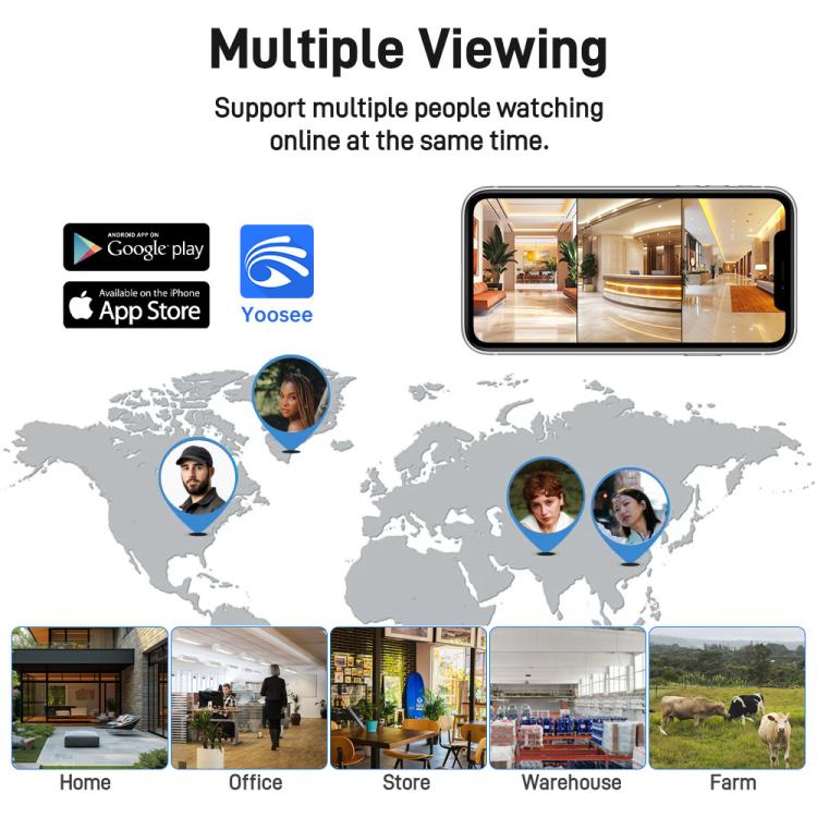 2MP HD 360 Degree Panorama 3 Lens IP66 Waterproof Wireless WiFi Camera, Memory:15 Days Memory Card(US Plug) by bashfashion