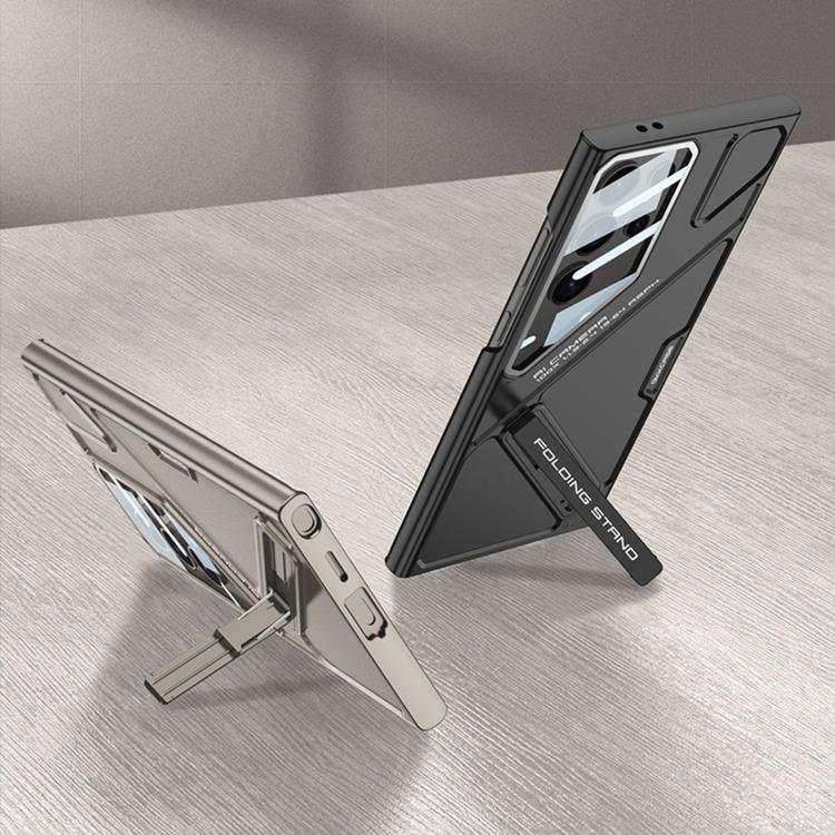 For Samsung Galaxy S23 Ultra 5G GKK Mech Style Ultra-thin Folding Holder Phone Case, Not Included Pen(Mountain Gray) by GKK