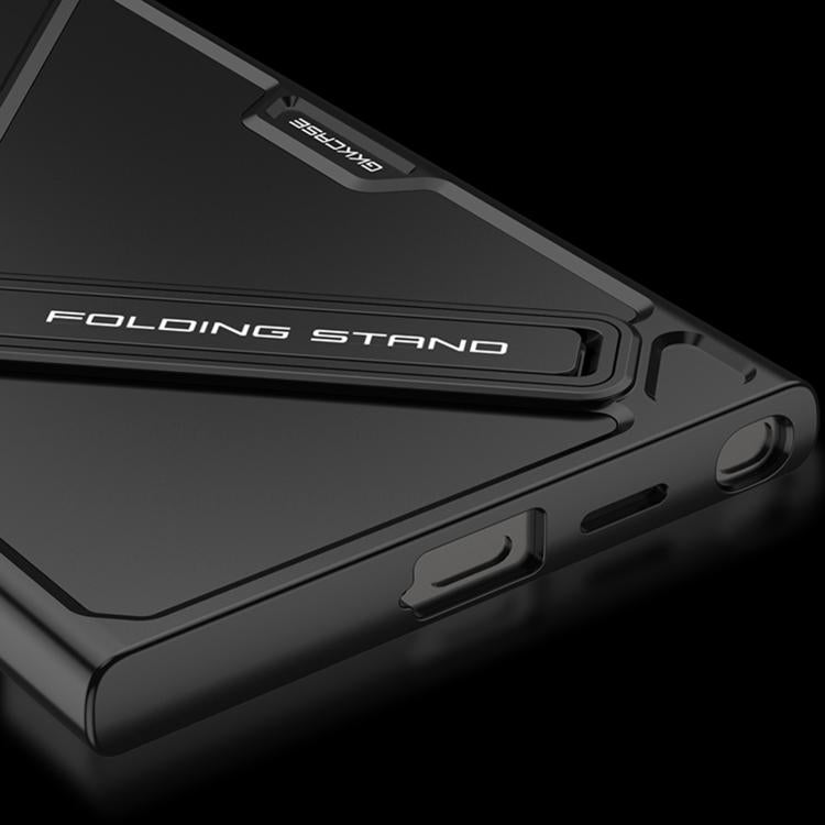 For Samsung Galaxy S23 Ultra 5G GKK Mech Style Ultra-thin Folding Holder Phone Case, Not Included Pen(Mountain Gray) by GKK