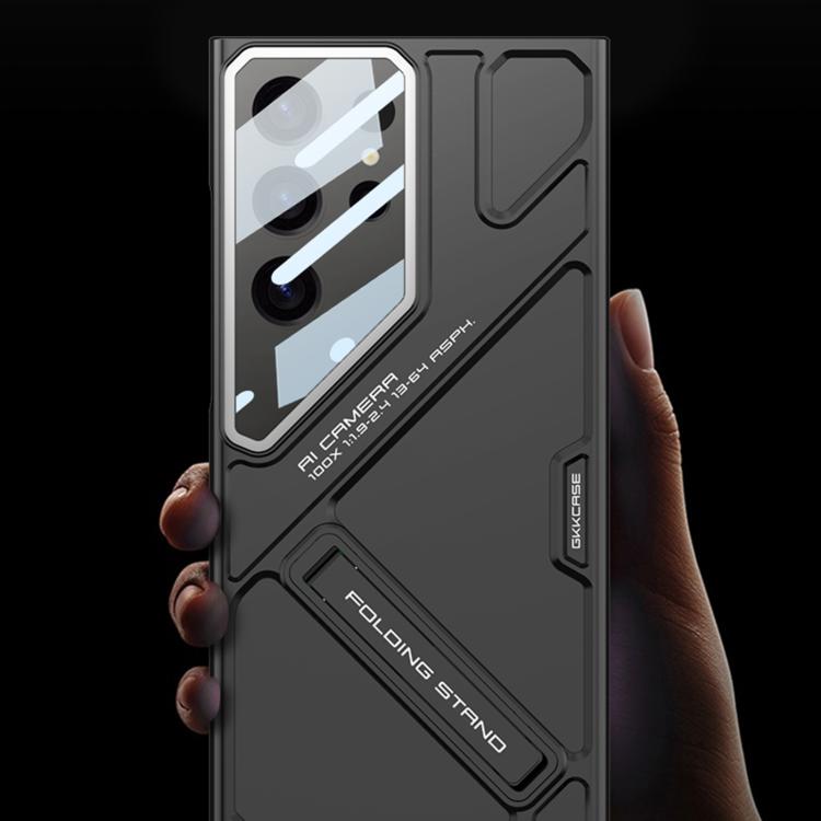 For Samsung Galaxy S23 Ultra 5G GKK Mech Style Ultra-thin Folding Holder Phone Case, Not Included Pen(Mountain Gray) by GKK