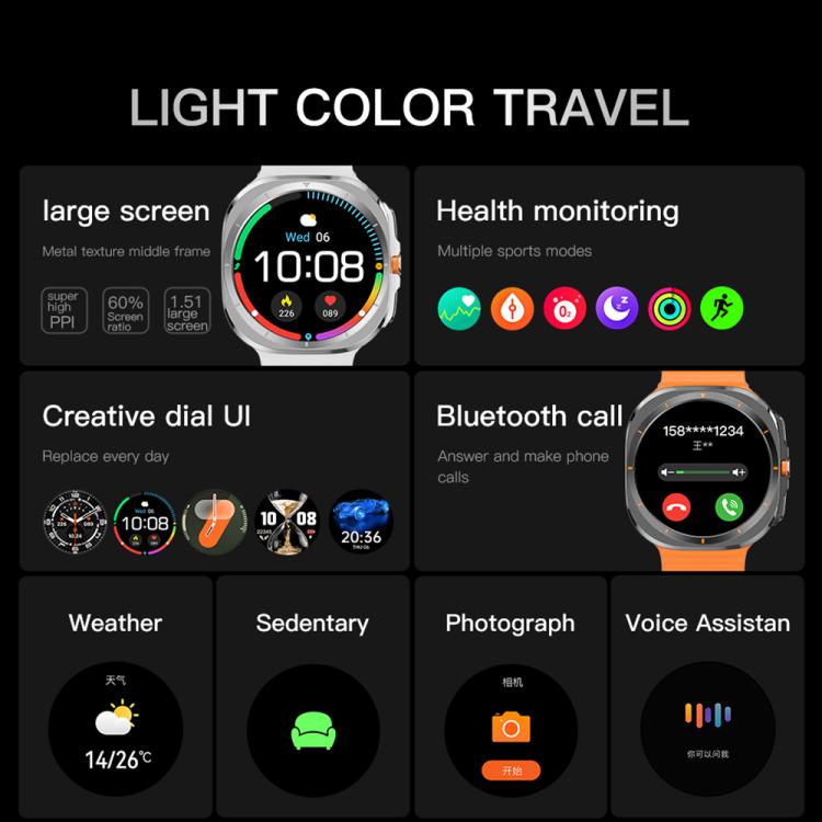 X7 1.51 inch IPS Screen Bluetooth Smart Watch Supports Healthy Monitoring(Silver) by bashfashion