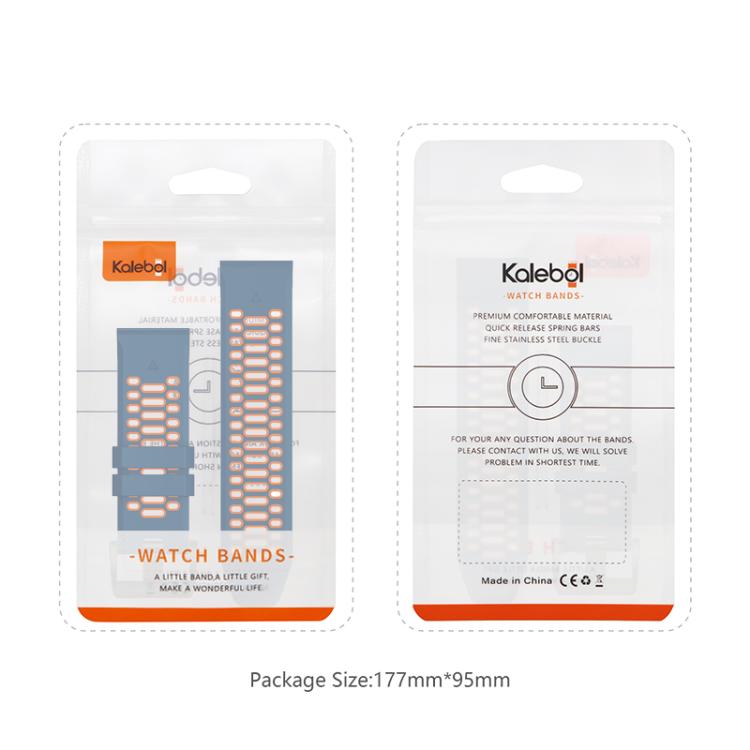 For Garmin Fenix 7 22mm Kalebol Three Rows Hole Two Color Silicone Watch Band(Royal Blue Black) by Kalebol