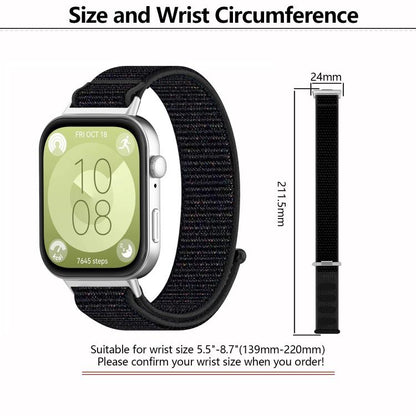 For Huawei Watch Fit3 Kalebol Hook and Loop Nylon Strap(Black) by Kalebol