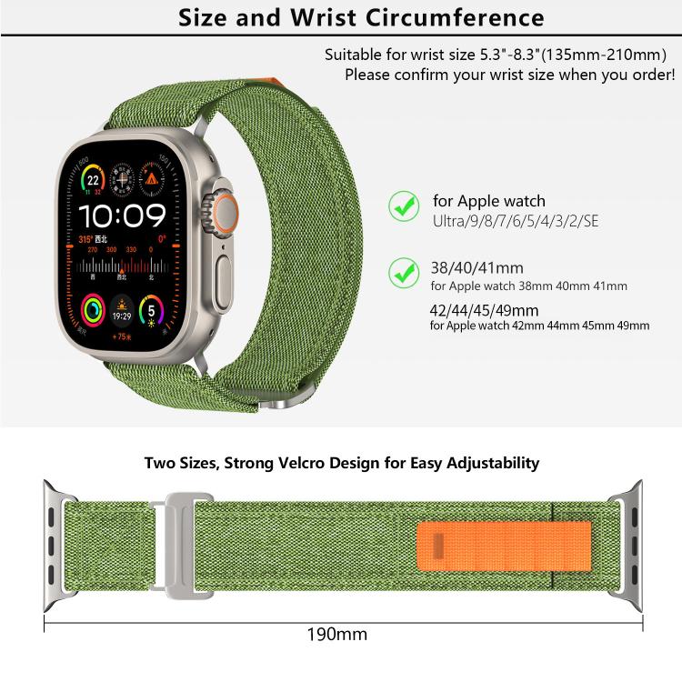 For Apple Watch 46mm / 49mm / 45mm / 44mm Kalebol Canvas Pattern Nylon Loop Strap(Army Green) by Kalebol