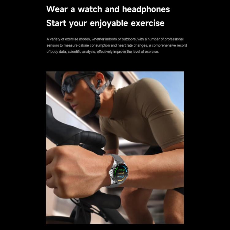 D9 1.46 inch 2 in 1 Bluetooth Earphone Smart Watch, Support Bluetooth Call / NFC / Heart Rate(Silver) by bashfashion