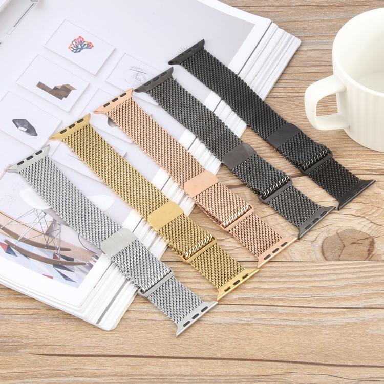For Apple Watch 42mm / 41mm / 40mm / 38mm Double-section Magnetic Milanese Titanium Watch Band(Titanium Color) by bashfashion