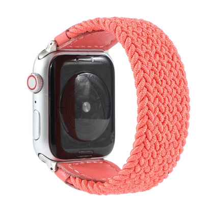 Nylon + Leather Braided Watch Band For Apple Watch Series 9&8&7 41mm / SE 3&SE 2&6&SE&5&4 40mm / 3&2&1 38mm, Size:S(Rose Red) by bashfashion