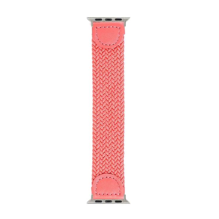 Nylon + Leather Braided Watch Band For Apple Watch Series 9&8&7 41mm / SE 3&SE 2&6&SE&5&4 40mm / 3&2&1 38mm, Size:S(Rose Red) by bashfashion