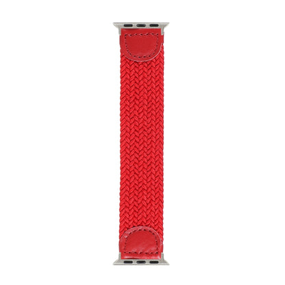 Nylon + Leather Braided Watch Band For Apple Watch Series 7 41mm / 6 & SE & 5 & 4 40mm / 3 & 2 & 1 38mm, Size:M(Red) by bashfashion