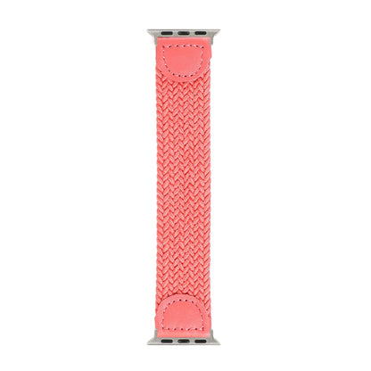 Nylon + Leather Braided Watch Band For Apple Watch Series 7 41mm / 6 & SE & 5 & 4 40mm / 3 & 2 & 1 38mm, Size:M(Rose Red) by bashfashion