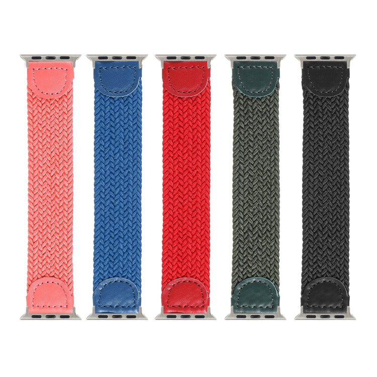 Nylon + Leather Braided Watch Band For Apple Watch Series 7 41mm / 6 & SE & 5 & 4 40mm / 3 & 2 & 1 38mm, Size:M(Rose Red) by bashfashion