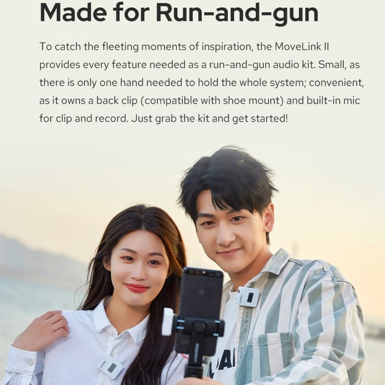 Godox MoveLink II M2 Wireless Lavalier Microphone System with 2 Transmitters and 1 Receiver for DSLR Cameras and Camcorders (White) by Godox