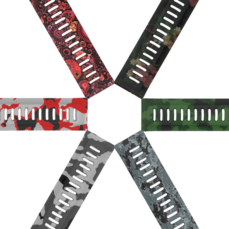 For Garmin Tactix 7 26mm Camouflage Printed Silicone Watch Band(Grey+Army Camouflage) by bashfashion