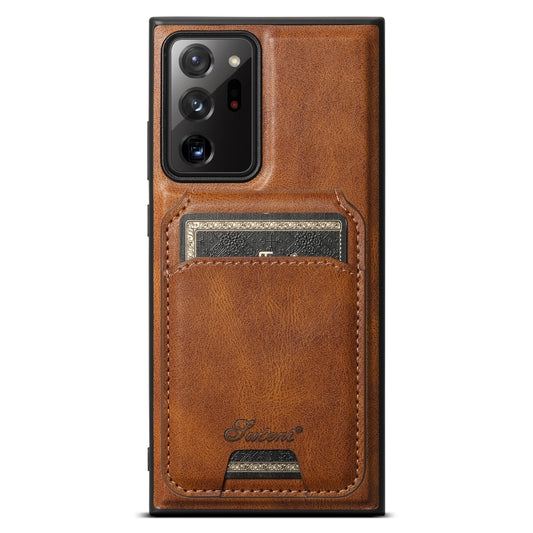 For Samsung Galaxy Note20 Ultra 5G Suteni H15 Oil Eax Leather Detachable Wallet Back Phone Case(Brown) by Suteni