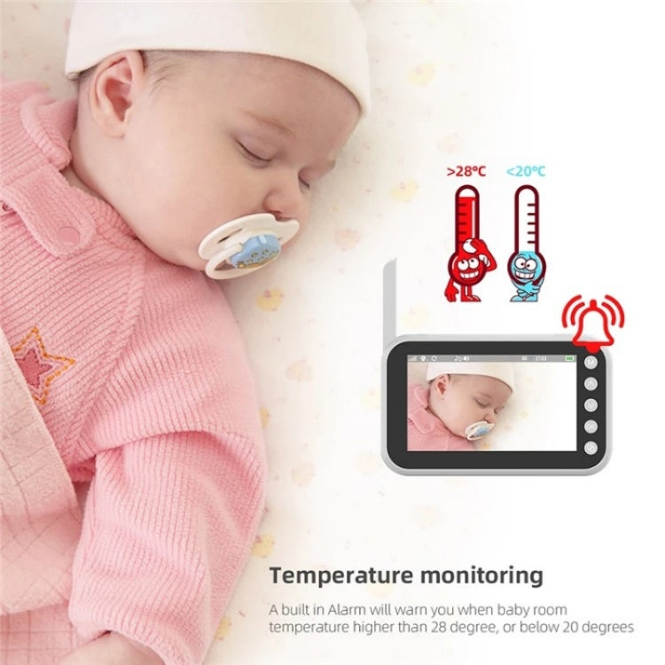 ABM200 Support Two-Way Voice Temperature Display 4.5-inch Video Baby Monitor Music Player(US Plug) by bashfashion