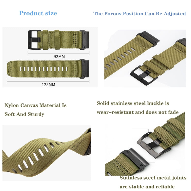 For Garmin Descent MK2 / MK2i Nylon Canvas Quick Release 26mm Watch Band(Khaki) by bashfashion