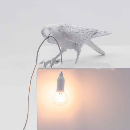 E14 LED Lucky Bird Wall Lamp Table Lamp For Bedroom, Style:Standing Table Lamp, Plug:US Plug(White) by bashfashion