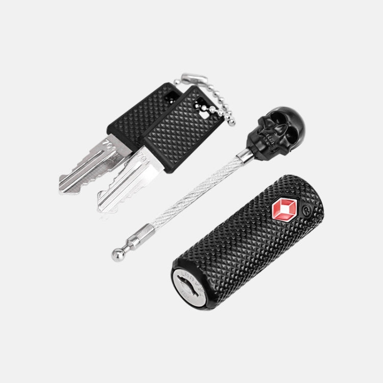 Customs Lock Wire Rope Padlock Skull Customs Code Lock(Black) by bashfashion
