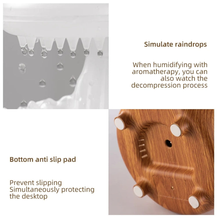 V50 Desktop Colorful Night Light Humidifier Wood Grain Water Drop Aroma Diffuser, Spec: US Plug(Green) by bashfashion