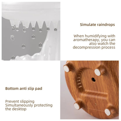 V50 Desktop Colorful Night Light Humidifier Wood Grain Water Drop Aroma Diffuser, Spec: UK Plug(White) by bashfashion
