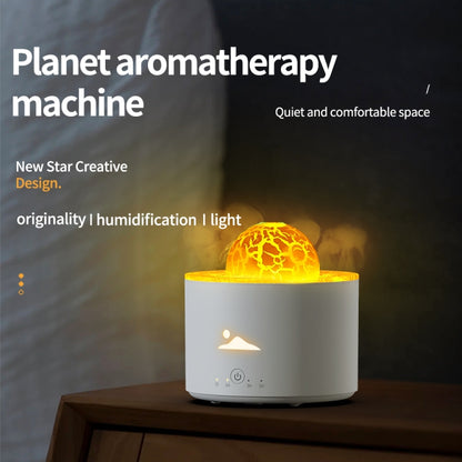 HX-130 Colorful Night Light Planet Desktop Flame Aromatherapy Humidifier, Spec: US Plug(White) by bashfashion