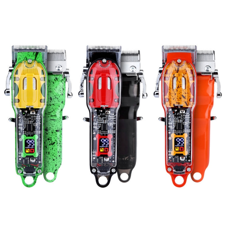 LCD Digital Display Rechargeable Transparent Electric Clipper(Black) by bashfashion