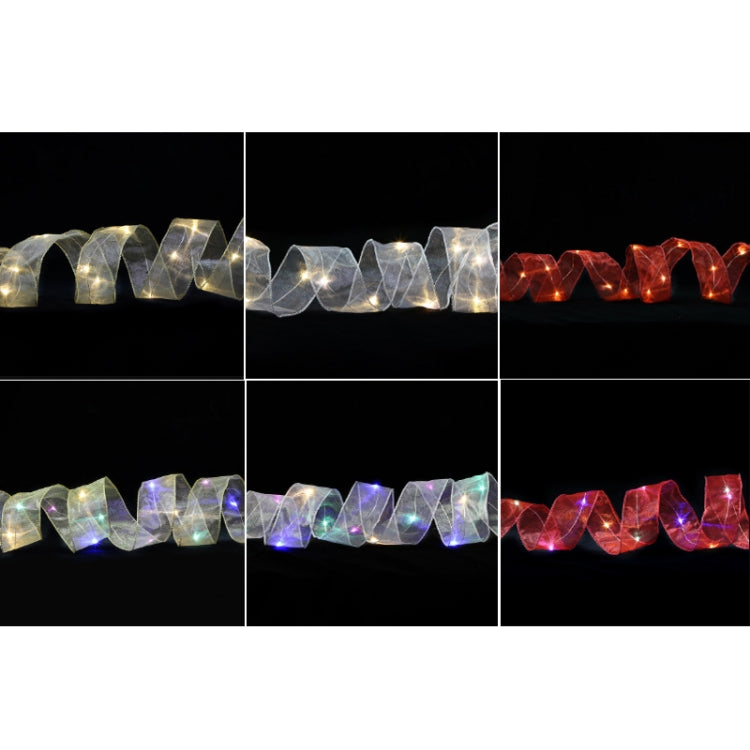 Christmas Ornament Double Light Board Yarn Ribbon String Lights, Specification: 5m(Silver Warm Light) by bashfashion