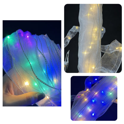 Christmas Ornament Double Light Board Yarn Ribbon String Lights, Specification: 2m(Silver Warm Light) by bashfashion