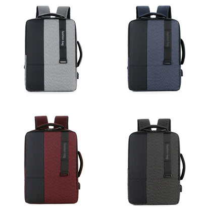 140 Large-capacity Business Commuter Laptop Backpack with USB Charging Interface(Grey) by bashfashion