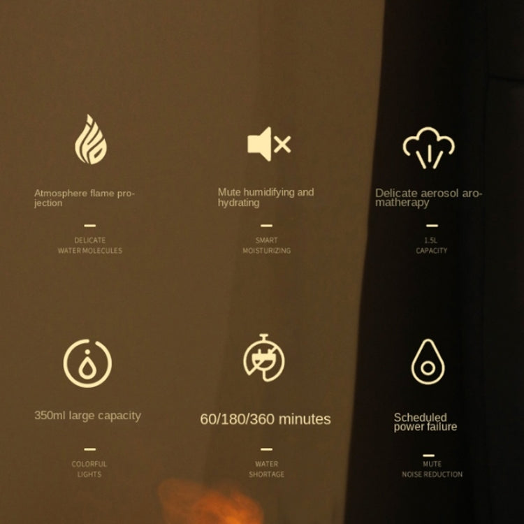 350ml Simulated Flame Aromatherapy Humidifier With Timing Function(Rose Gold) by bashfashion