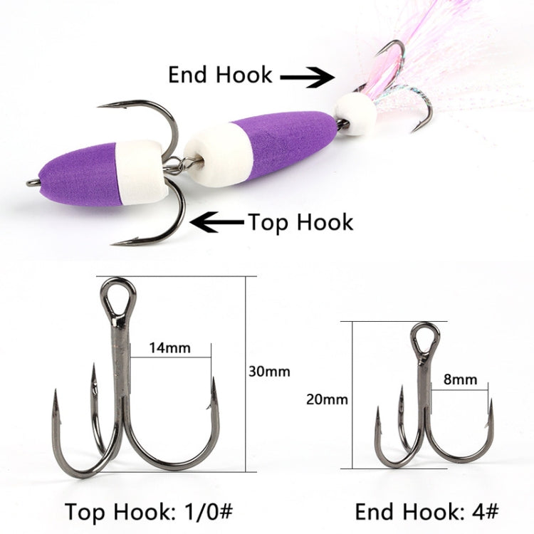 W.P.E PMG-M Foam Hook Soft Worm Bait Three Anchor Hook Fake Lures, Size: M(16) by W.P.E