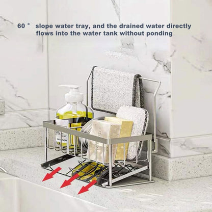 Stainless Steel Sponge Drainer Rack Multifunctional Storage Shelf, Style: Ordinary Model by bashfashion