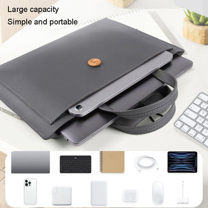 15.4/16 inch Elastic Button Laptop Waterproof PU Handbag(Grey) by bashfashion