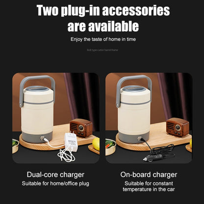 2.0L 304 Food Grade Insulated Lunch Box Electric Thermostat Lunch Bucket, CN Plug, Color: Temperature Display Beige Power Cord by bashfashion