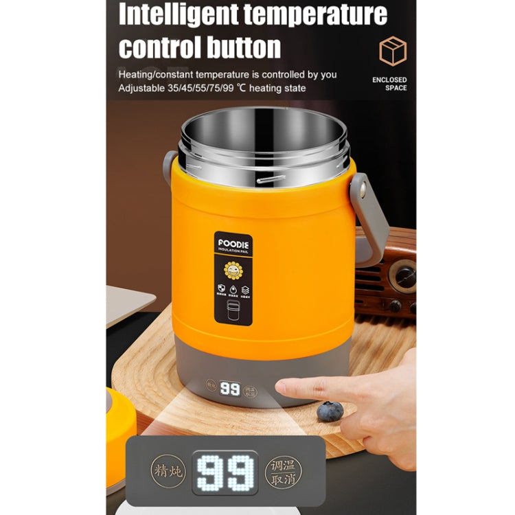 2.0L 304 Food Grade Insulated Lunch Box Electric Thermostat Lunch Bucket, CN Plug, Color: Temperature Display Beige Power Cord by bashfashion
