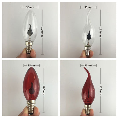 Retro Flame Light Bulb LED Energy-saving Light Source Candle Decorative Light Bulb, Color temperature: E14 Transparent Flame Pointed by bashfashion