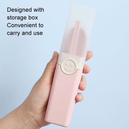 4 In 1 Portable Wheat Straw Tableware Set Outdoor Travel Storage Tableware Box, Style: A With Chopsticks (Blue) by bashfashion