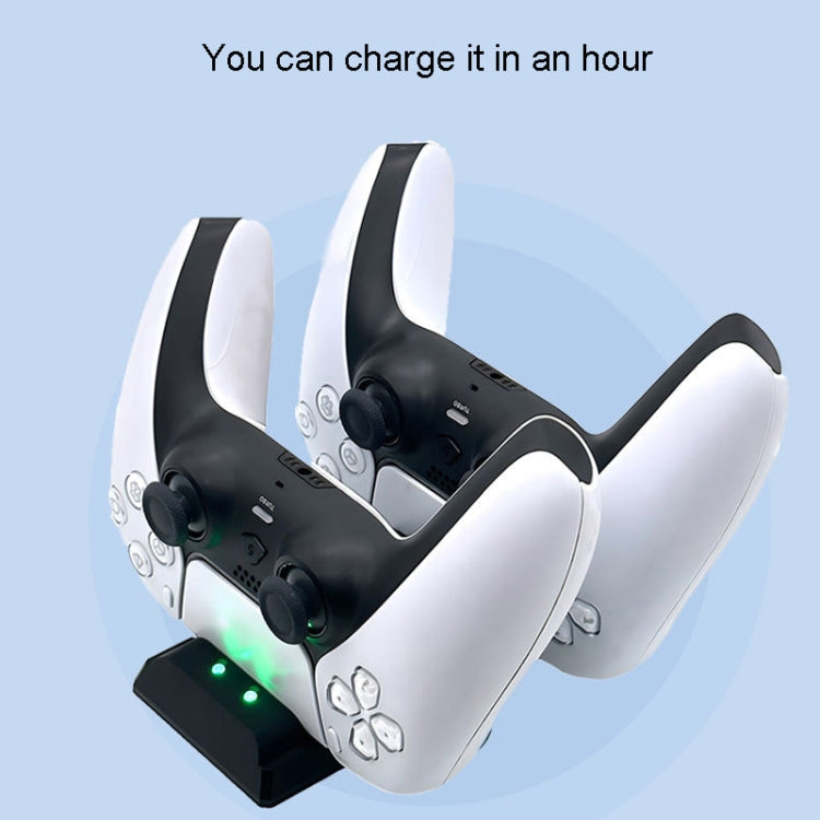 For PS5 Controller Dock Charger Gamepad Dual Port Quick Charger(Black) by bashfashion