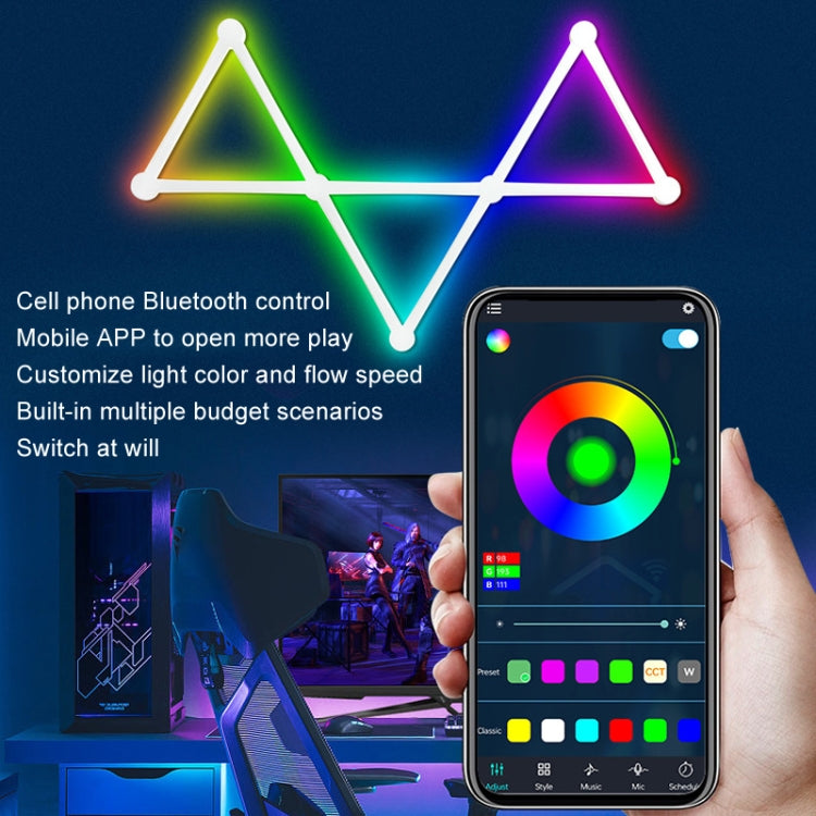 JSK-P22 5V Bluetooth RGB Stitching Light E-Sports Atmosphere Decorative Lamp, Style: 6 Sections+USB To DC Line+EU Plug(Black) by bashfashion