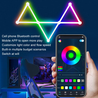 JSK-P22 5V Bluetooth RGB Stitching Light E-Sports Atmosphere Decorative Lamp, Style: 6 Sections+USB To DC Line+EU Plug(Black) by bashfashion