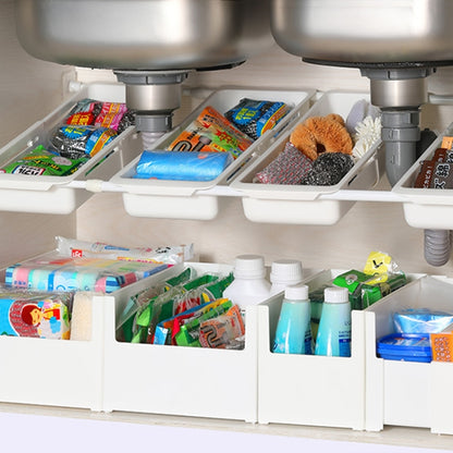 No Punch Under Sink Shelf Household Multifunctional Cabinet Organizer, Style: Fixed Large Wide by bashfashion