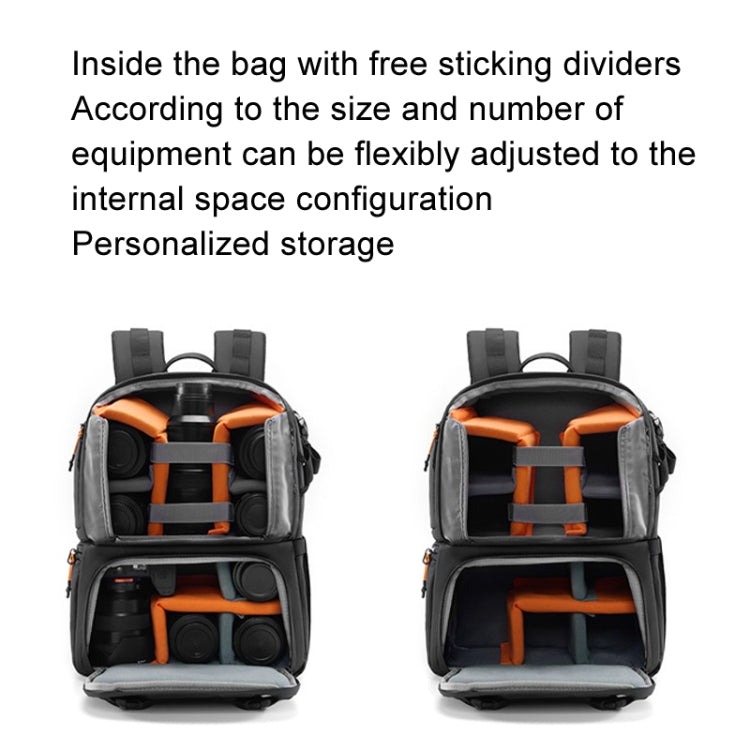 Cwatcun D132 DSLR Camera Backpack Hard-shell Crashproof Waterproof Decompression Shoulder Photo Bag, Color: 2nd Generation Large Black by Cwatcun