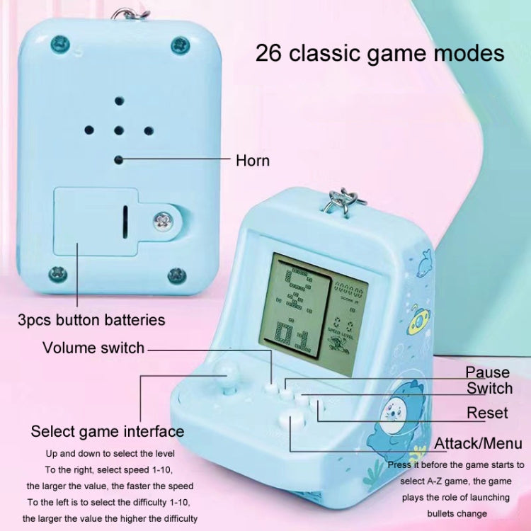 Child Portable Arcade Game Machine Keychain Pendant Mini Building Block Game Toy Gift(Pink) by bashfashion